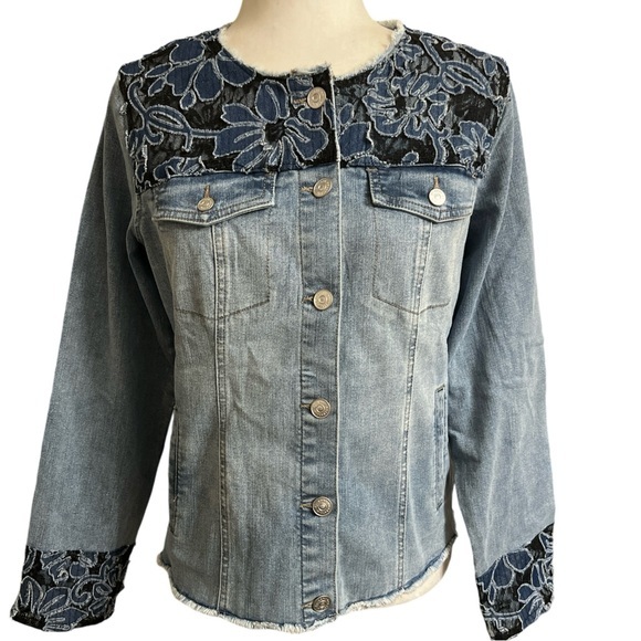 LOGO by Lori Goldstein Jackets & Blazers - LOGO by Lori Goldstein Special Edition Jean Jacket denim With Lace size 4 NWT